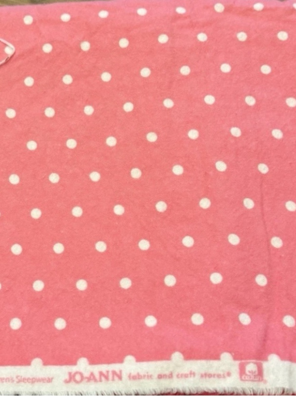 JoAnn Snuggle Flannel Fabric Medium Pink White Polka Dots 1 yard x 42" W